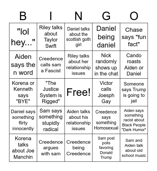 SIMSANITY BINGO Card