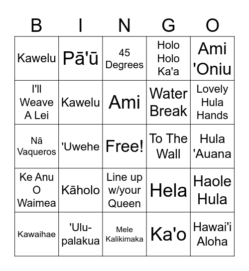 NĀ KŪPUNA BINGO Card