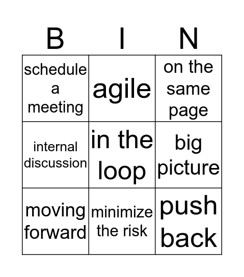 MyJAR Management Bingo Card
