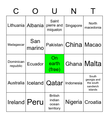 Geoguesser bingoD Bingo Card