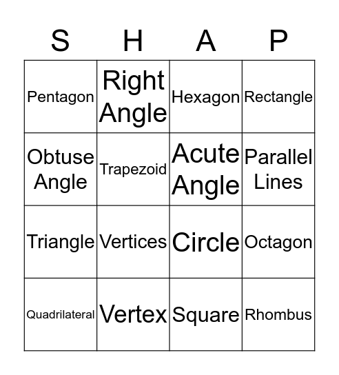 Geometry  Bingo Card