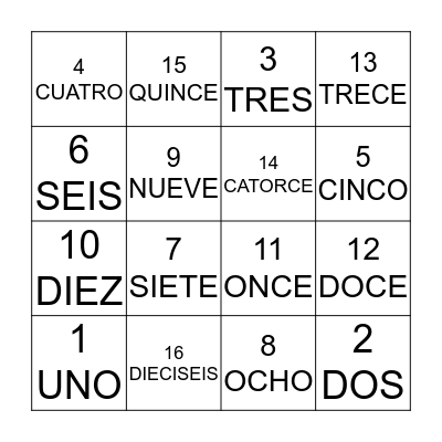 Números Bingo Card