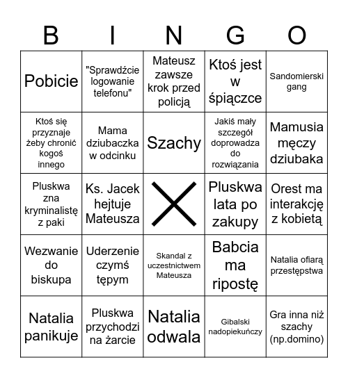 Ojciec Mateusz bingo Card