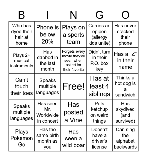 OTM Bingo! Bingo Card