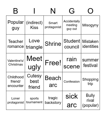 Shoujo Bingo Card