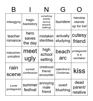 Shoujo Bingo Card