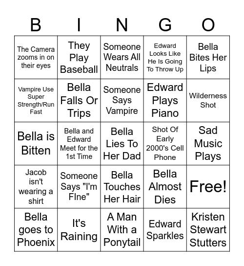 Twilight Bingo Card