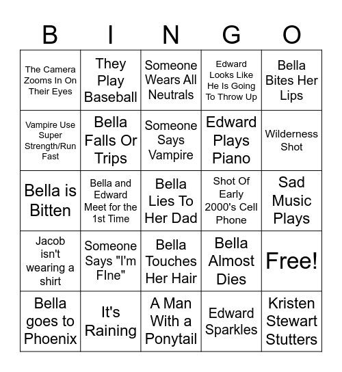 Twilight Bingo Card