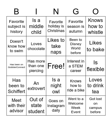 ICEBREAKER Bingo Card