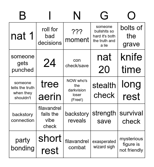 big chair bingo (btv) Bingo Card