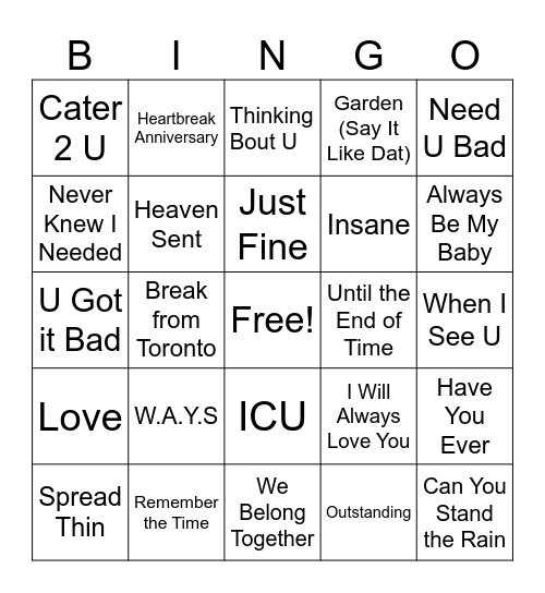 R&B Bingo Card