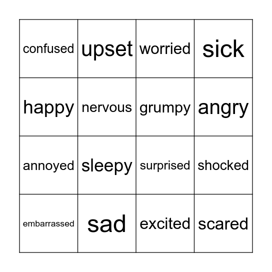 Emotion  Bingo Card