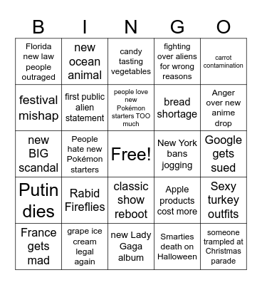 Yet to happen 2023 Bingo Card