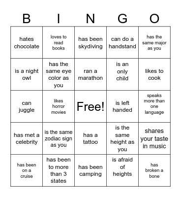 Group 23 Bingo Card