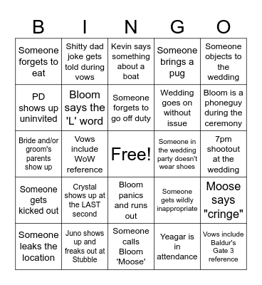 "small" Blond wedding Bingo Card