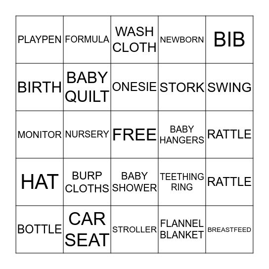 BABY BINGO Card
