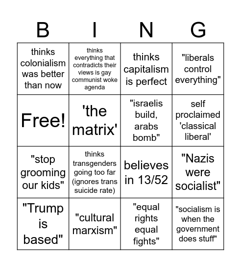 Delusional Bingo Card