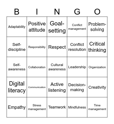 Soft skill Bingo Card