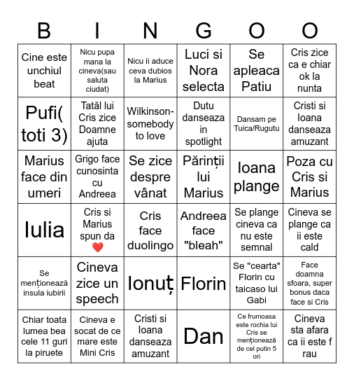 Marius doar cauta chirie gratis in Cluj Bingo Card