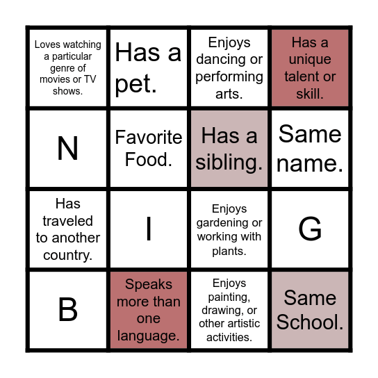 Human Bingo Card