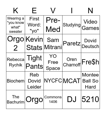 Kevin's Senior Speech Bingo Card