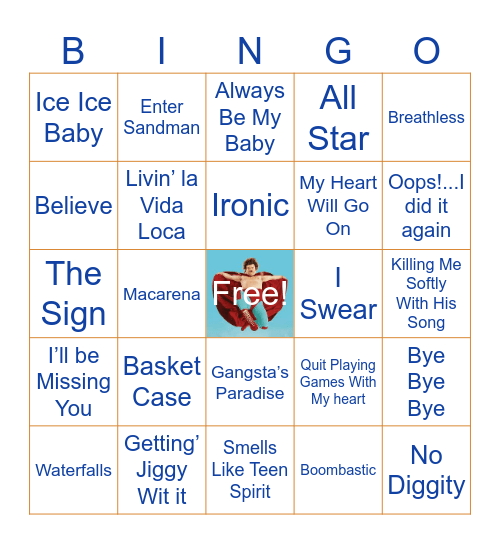 MFVA-90's Playlist Bingo Card