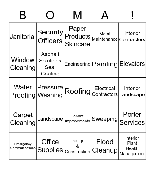 BOMA BINGO Card