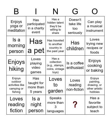 ADVISOR BINGO Card