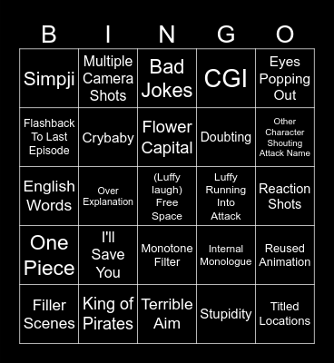 One Piece Bingo Card