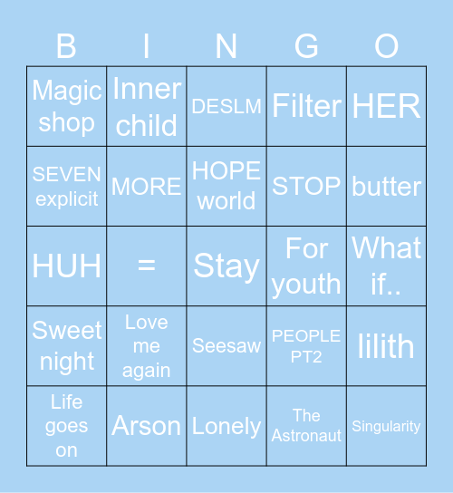 💜yoongisgummis💜 Bingo Card