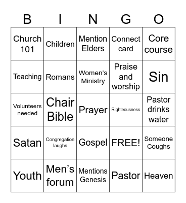Church Bingo Card