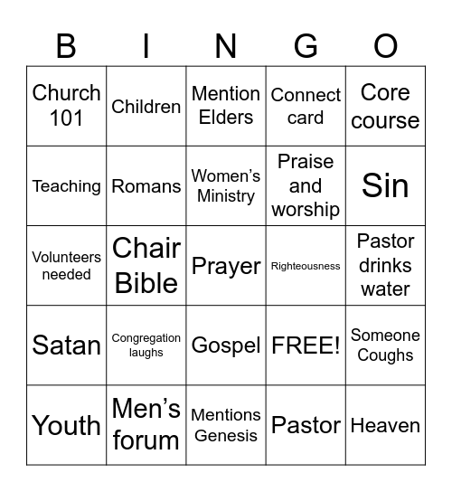 Church Bingo Card