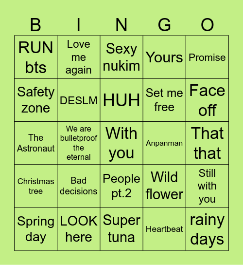 💜💜Yoongisgummis💜💜 Bingo Card