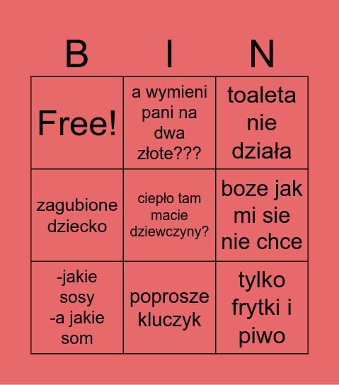 Niedziela Core ✨✨ Bingo Card