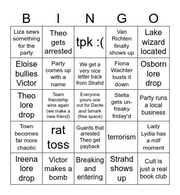 Strahd Sunday 8/20/23 Bingo Card