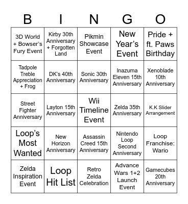 Imp Round 1 [Loop Events] Bingo Card