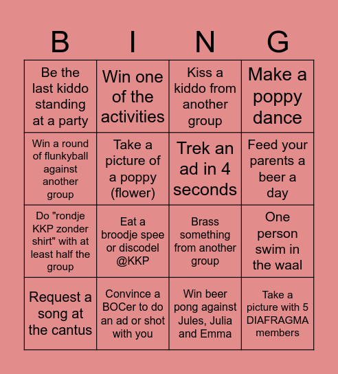 POPPY BINGO Card