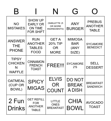 SERVER BINGO Card