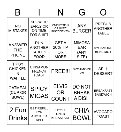 SERVER BINGO Card