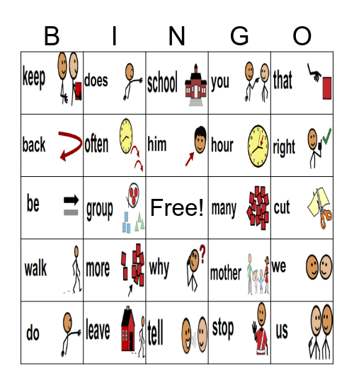 ULS 01 Sight Words Bingo Card