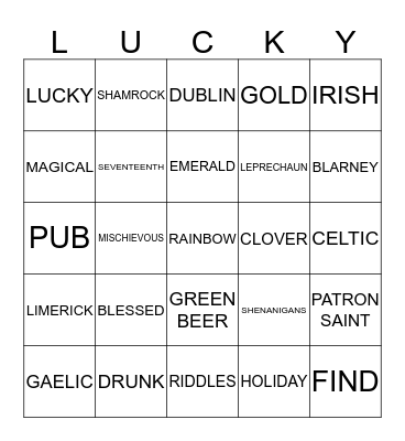 ST. PATRICK'S DAY BINGO Card