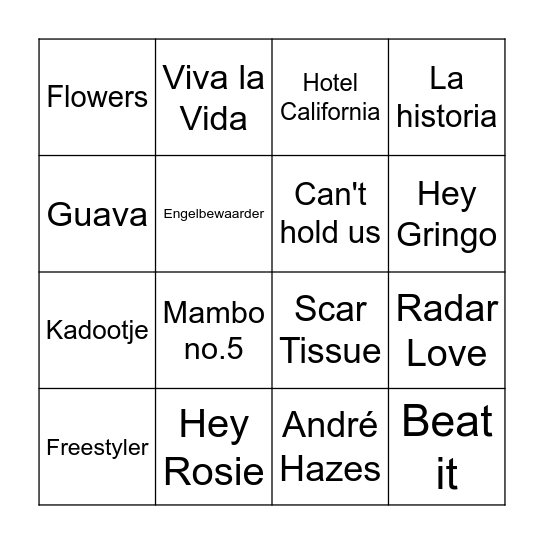 OH Muziekbingo Card