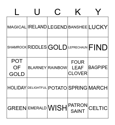 ST. PATRICK'S DAY BINGO Card