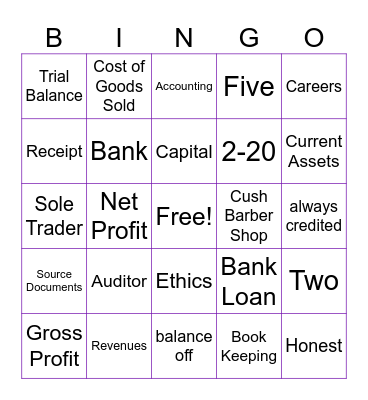 Accounting Bingo Card