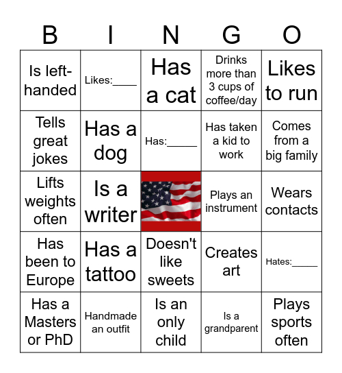 Getting to Know You Bingo Card