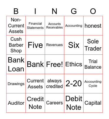 Accounting Bingo Card