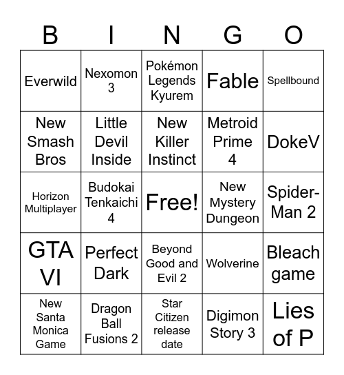 Gamescom Copium Bingo Card
