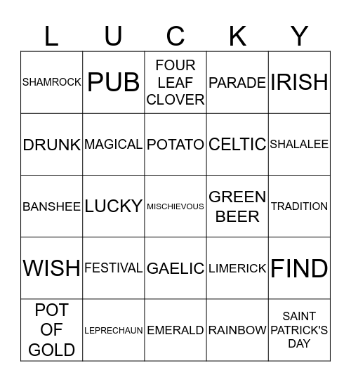 ST. PATRICK'S DAY BINGO Card