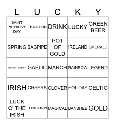 ST. PATRICK'S DAY BINGO Card