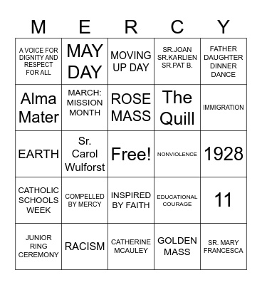 Spirit of Mercy Bingo Card